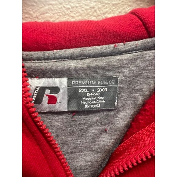Russell Premium  Fleece Zip up Hoodie Size 3XL Red - Picture 4 of 6
